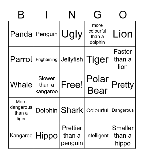 Unit 3 Wild Animals Lead The Way Book 3 Bingo Card