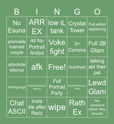 Mentor Rulette Bingo Card