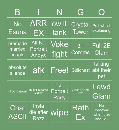 Mentor Rulette Bingo Card