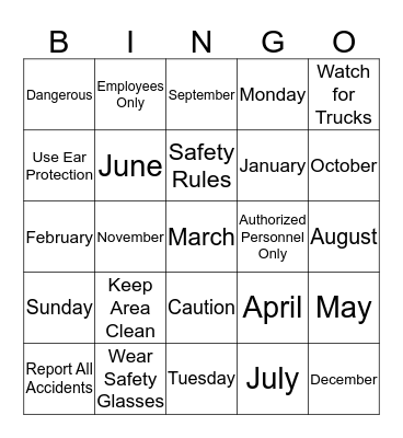 Job/Work 3 Bingo Card