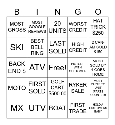 RIDENOW BINGO Card