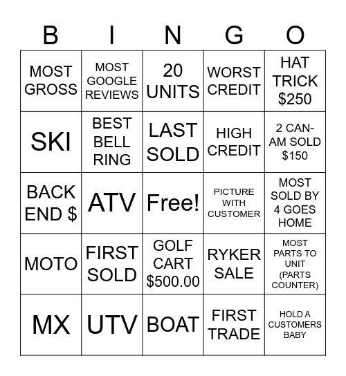 RIDENOW BINGO Card
