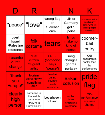 ÖROVISION 2026 Bingo Card