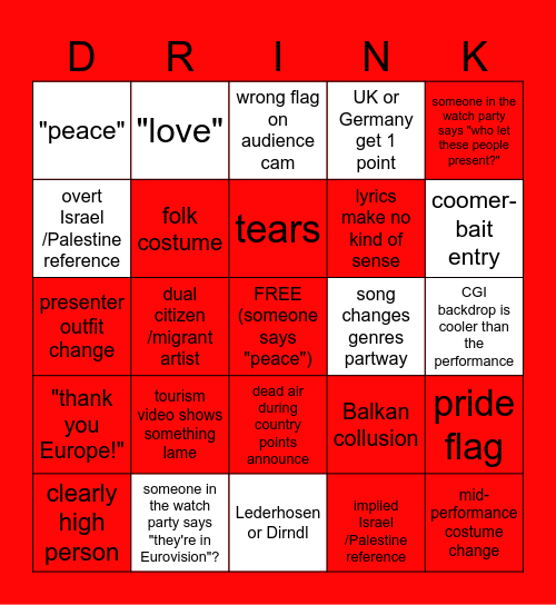 ÖROVISION 2026 Bingo Card