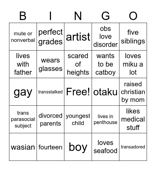 kousei bingo Card