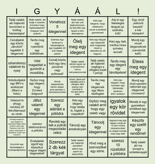 FLYNN BACHELOR BINGO Card