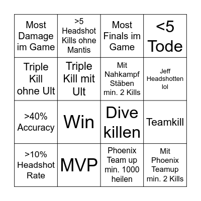 Black Widow Bingo VOD Bingo Card