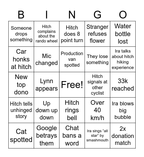 Random Tandem - Day 20 Bingo Card