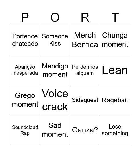 Porto Bingo Card
