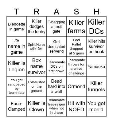 Ultimate DBD Bingo Card