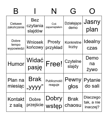 Pozytywne Bingo Card