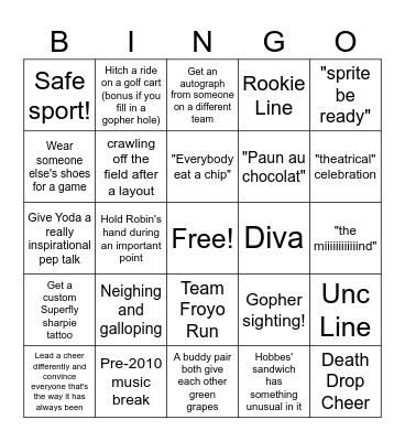 Reginals BINGO Card