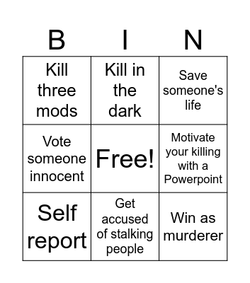 Murder bingo Card