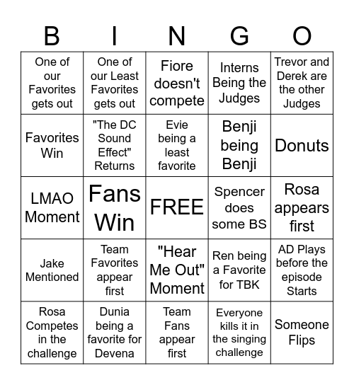 DC5 EP 8 [Comet Edition] Bingo Card