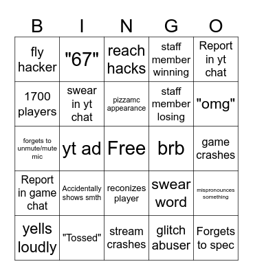 Zeqa $5000 Stream Bingo Card