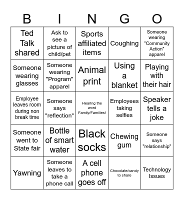 What will you see/hear today? Bingo Card