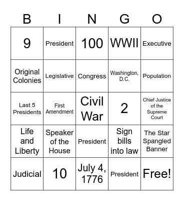 Government Final Exam Prep Bingo Card