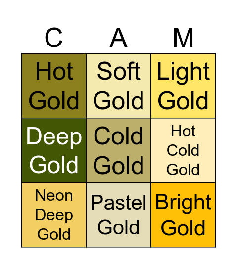 Cameron is Gold ( Bingo Card