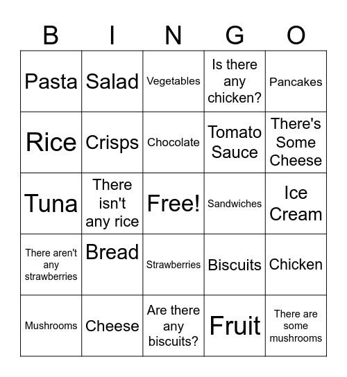 Lead The Way Book 3 Food I And Food II Unit Two Bingo Card