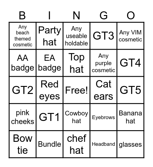 Gorilla tag Bingo Card