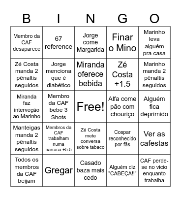 Enterro Bingo Card