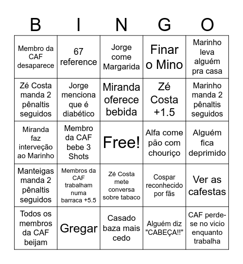 Enterro Bingo Card