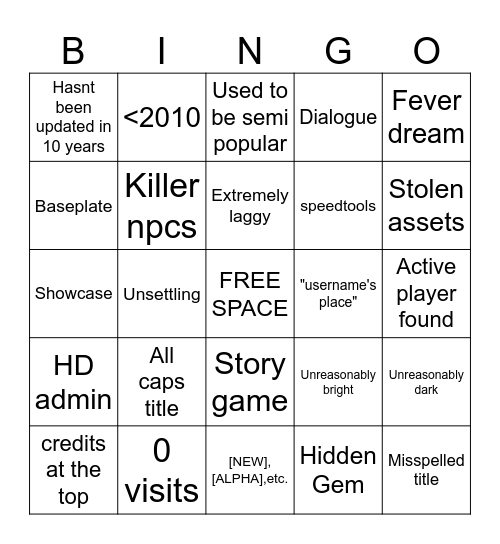 Super place roulette Bingo Card