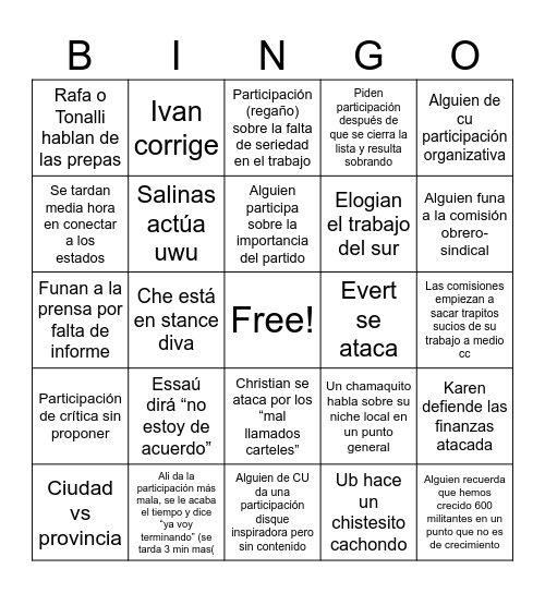 CC Bingo Card