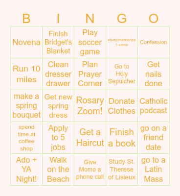 Alyssa's May Bingo Card! Bingo Card