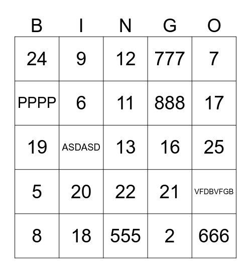 BINGO BETA GYM Bingo Card