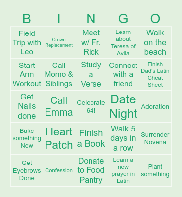 Cindy's May Bingo Card! Bingo Card