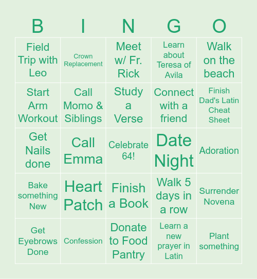 Cindy's May Bingo Card! Bingo Card