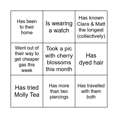 Find someone who... Bingo Card