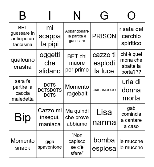 Phasmo Bingo # 4 Bingo Card