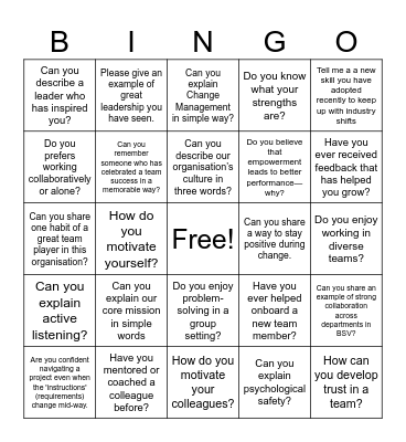 BSV Ice Breaker Bingo Card