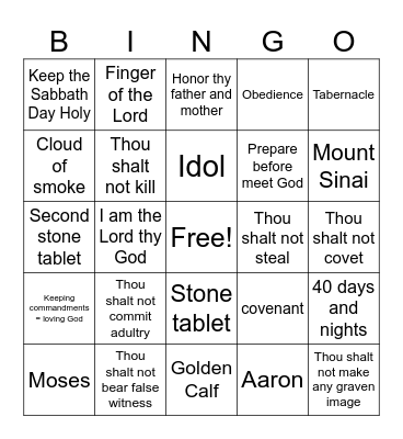Exodus Bingo Card
