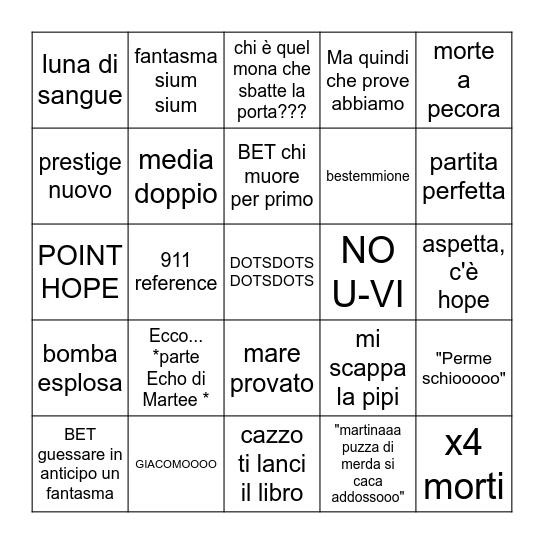 Phasmo Bingo # 7 Bingo Card