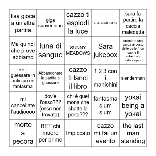 Phasmo Bingo # 8 Bingo Card