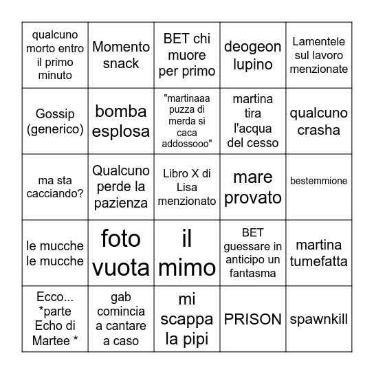 Phasmo Bingo # 9 Bingo Card