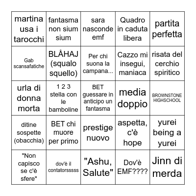 Phasmo Bingo # 10 Bingo Card