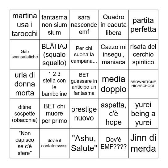 Phasmo Bingo # 10 Bingo Card