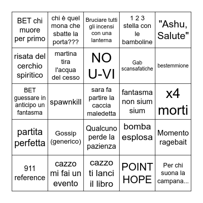 Phasmo Bingo # 13 Bingo Card