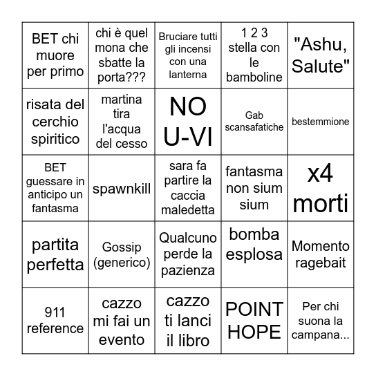 Phasmo Bingo # 13 Bingo Card