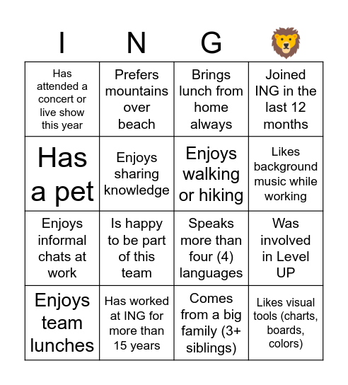 Human B-ING-O Bingo Card