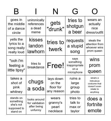 gianna Bingo Card