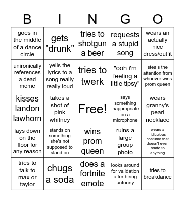 gianna Bingo Card