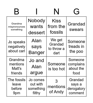 Family Bingo Card