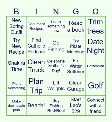 Dennis' May Bingo Card Bingo Card