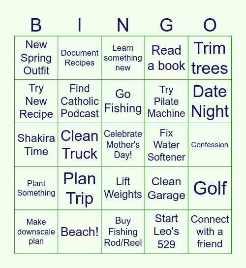 Dennis' May Bingo Card Bingo Card