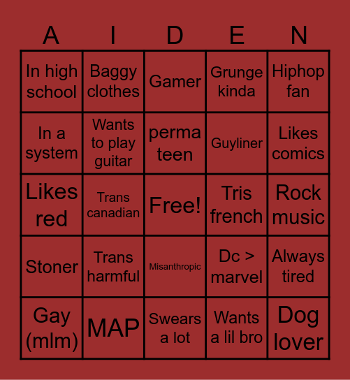 Aid’s bingo Card